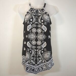 INC Women's Embroidered Black And White Tank Top, Size S
